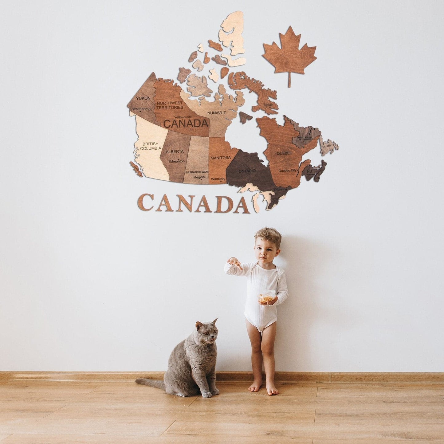 Canada Wooden Map Multicolor 3D