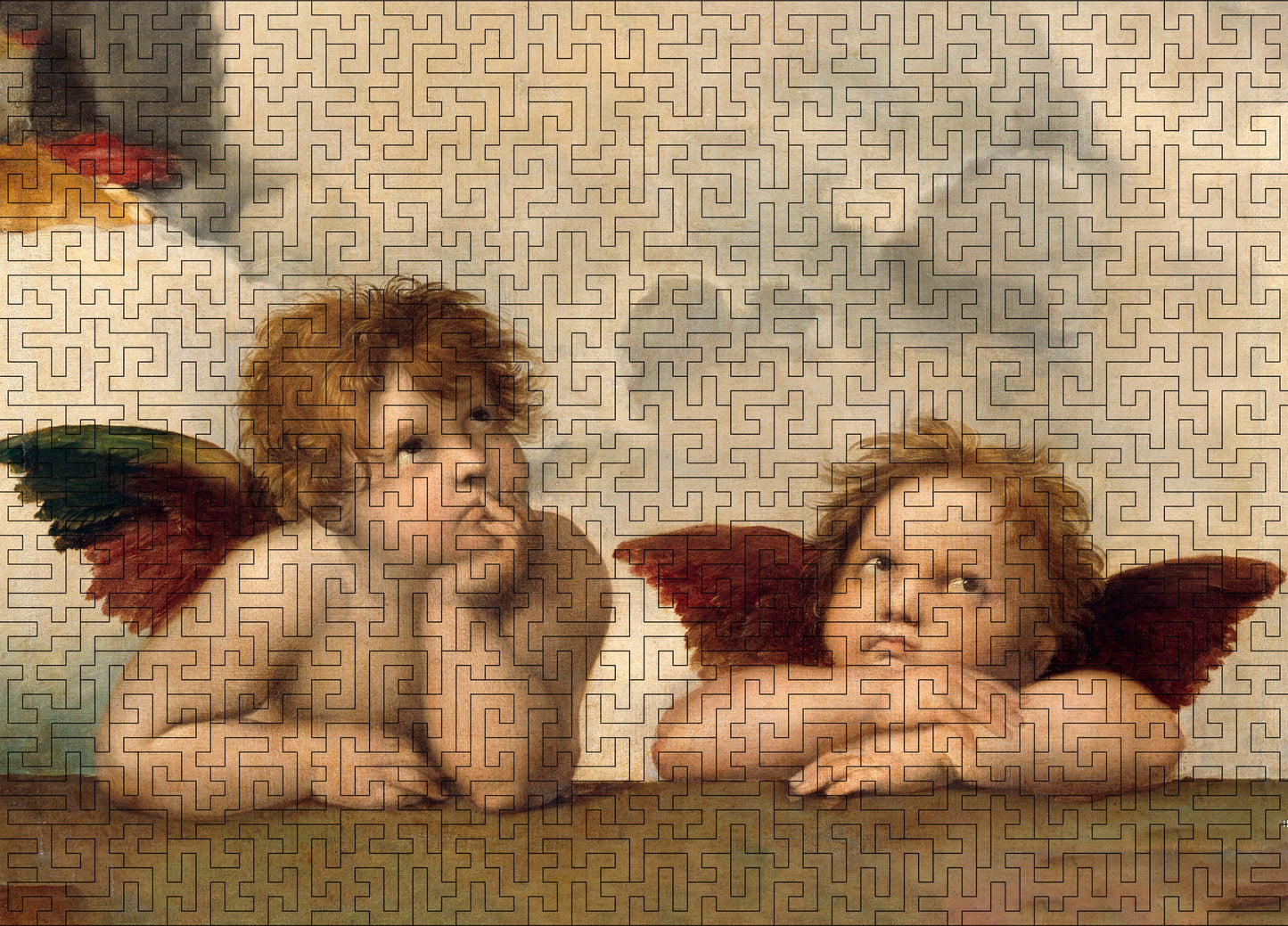 Wooden jigsaw maze puzzle Two Angels (Raphael Santi)
