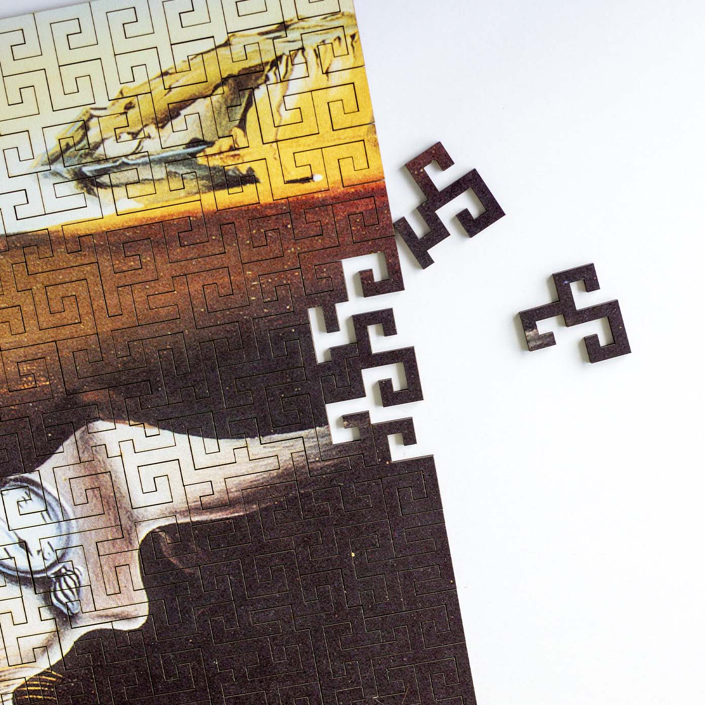Wooden jigsaw maze puzzle The Persistence of Memory (Salvador Dali)
