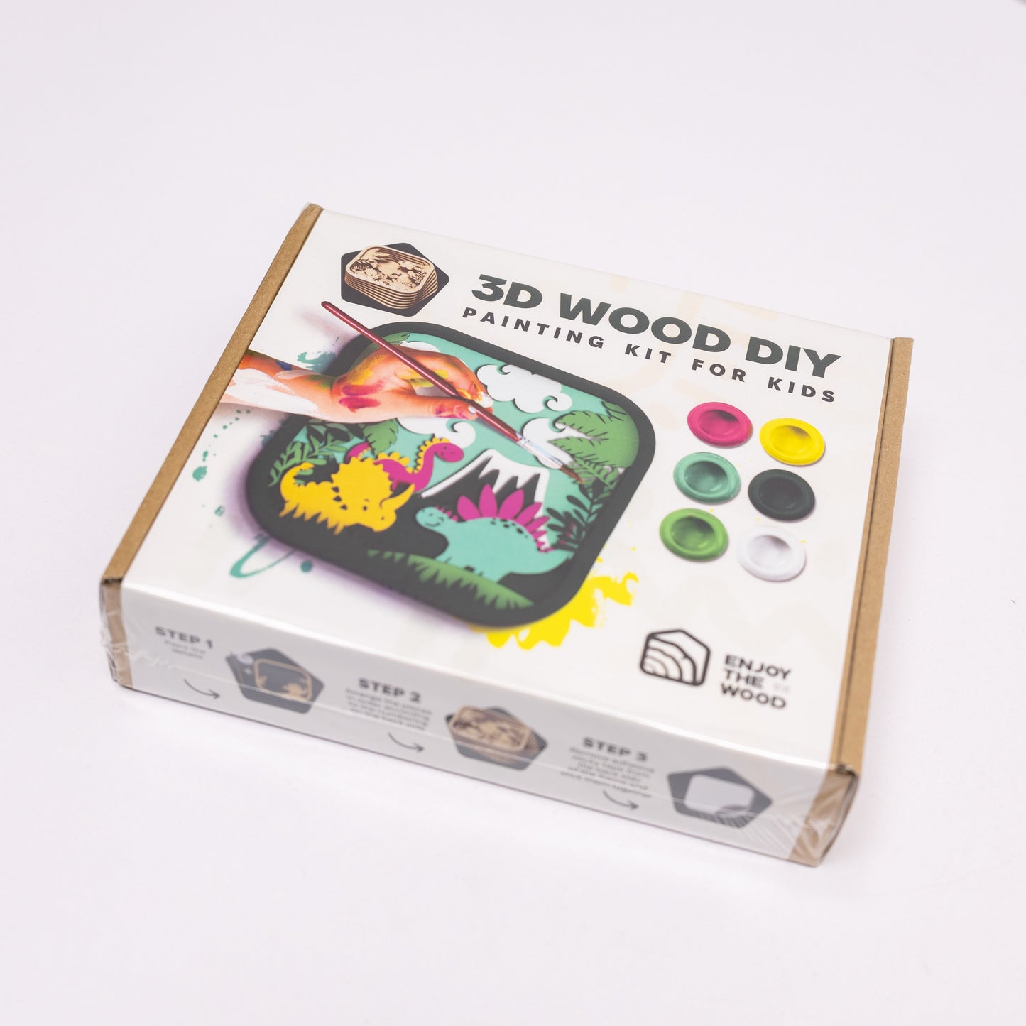 Wooden 3D DIY Painting Kit Dinosaur
