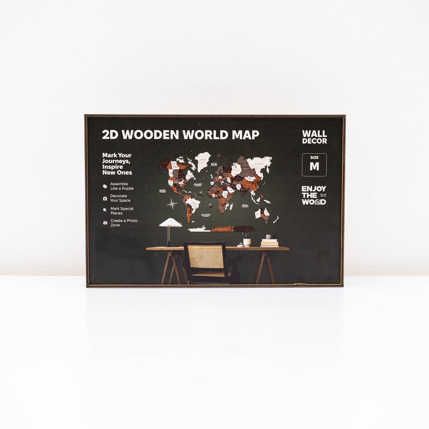 2D Wooden World Map - WoodToned