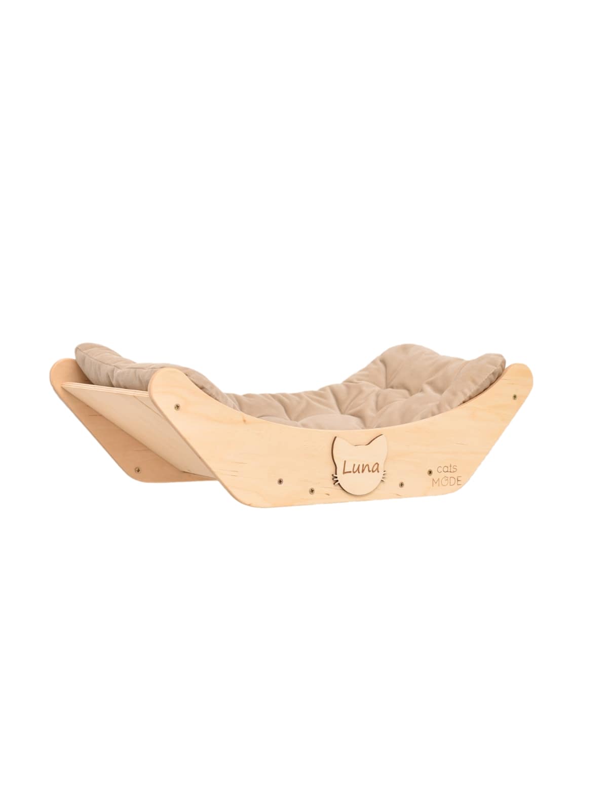 cat bed on wall light wood