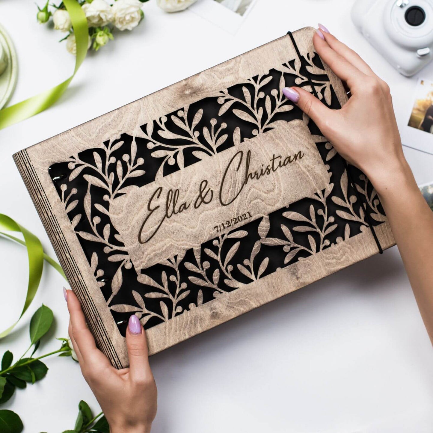 wooden wedding album
