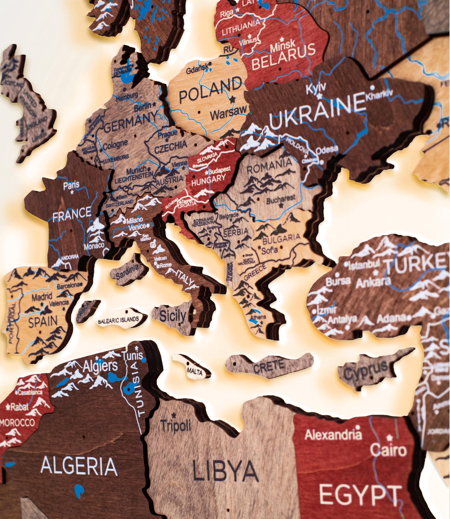 3D LED Wooden World Map 3.0 Fusion