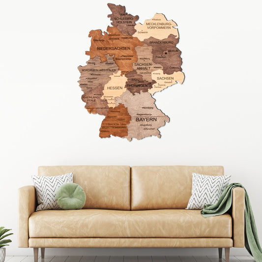 Wooden Germany Map 3d