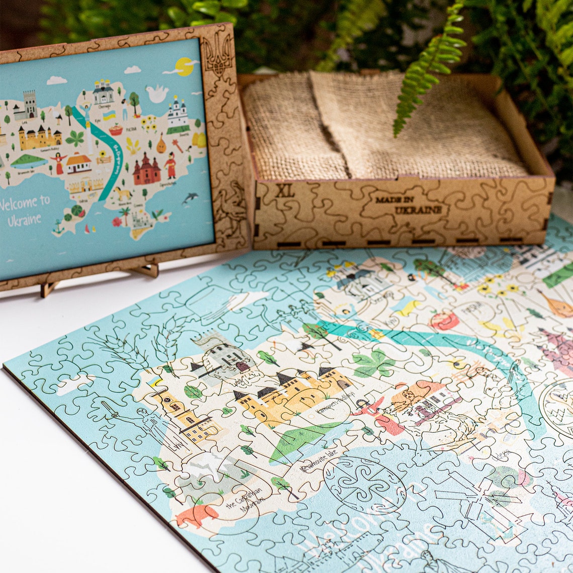 Wooden Jigsaw Puzzle welcome to Ukraine
