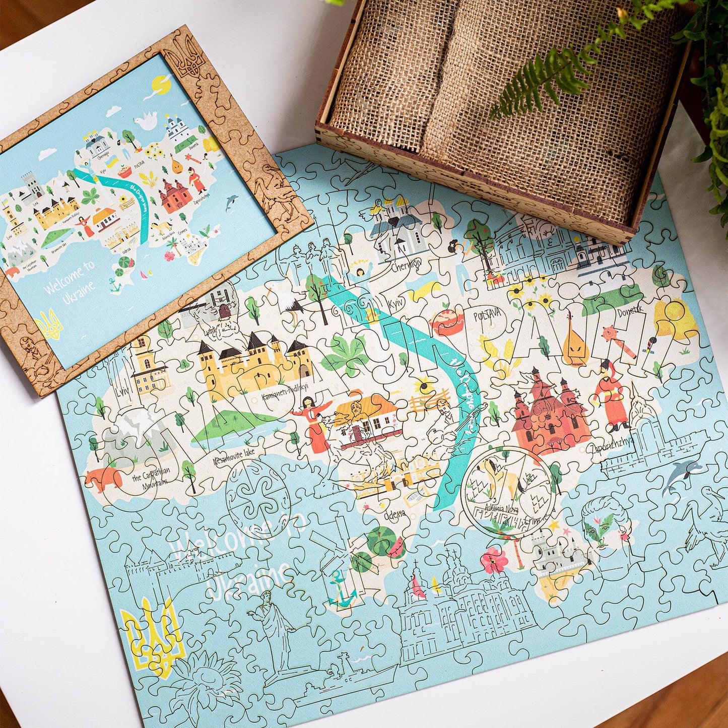 Wooden Jigsaw Puzzle welcome to Ukraine