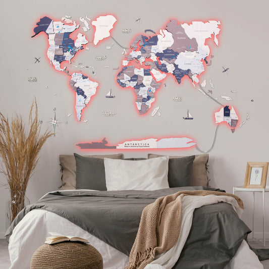 3D LED / LUMINOUS Wooden World Map 3.0 Cruise