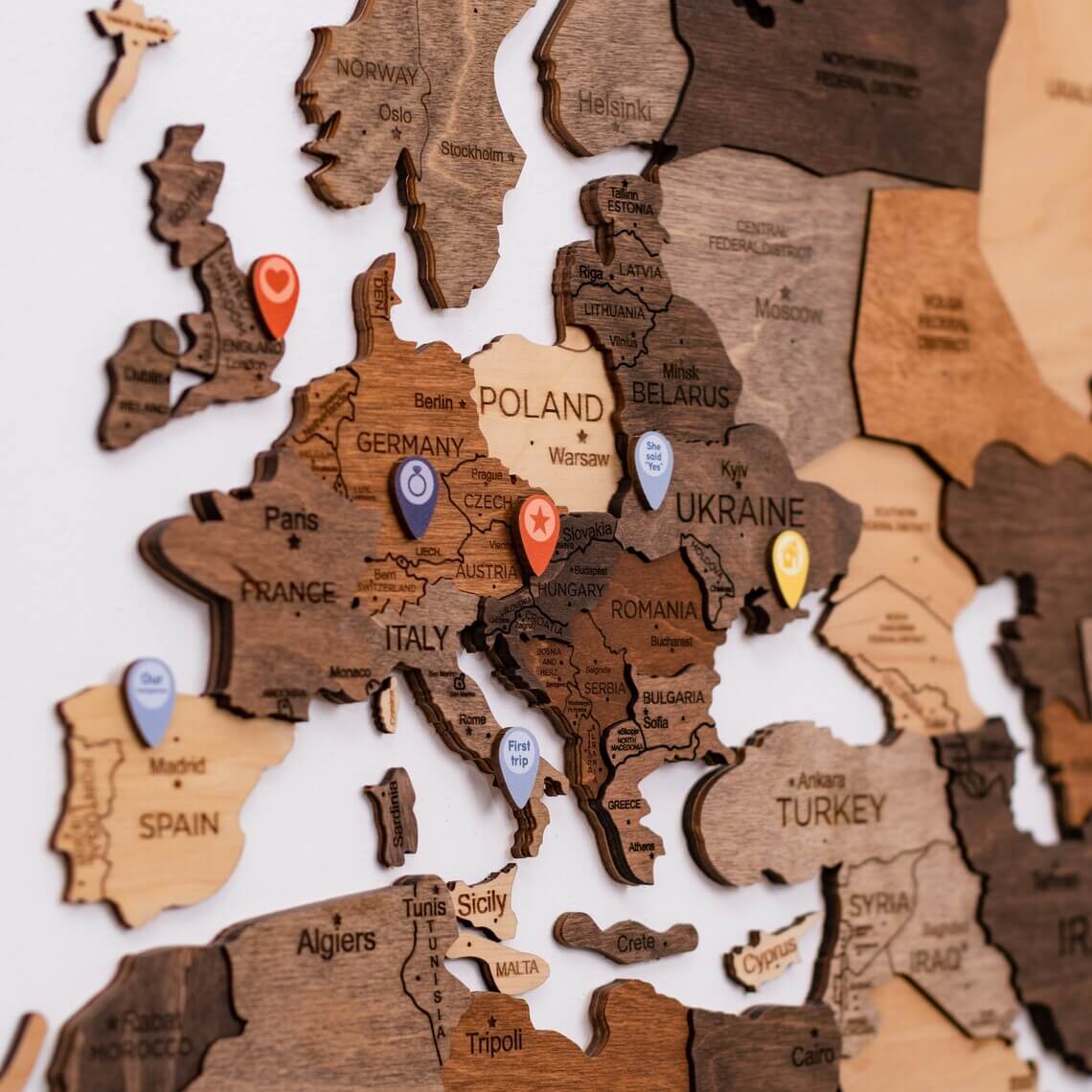 wooden accessories for map