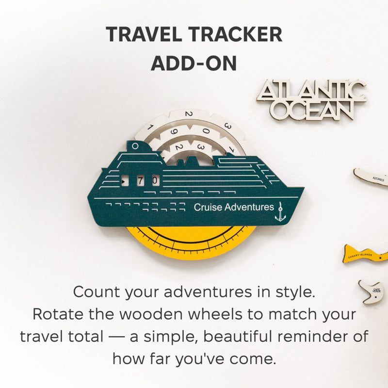 Travel Tracker Cruise Liner 3D Colored Wooden World Map - Country