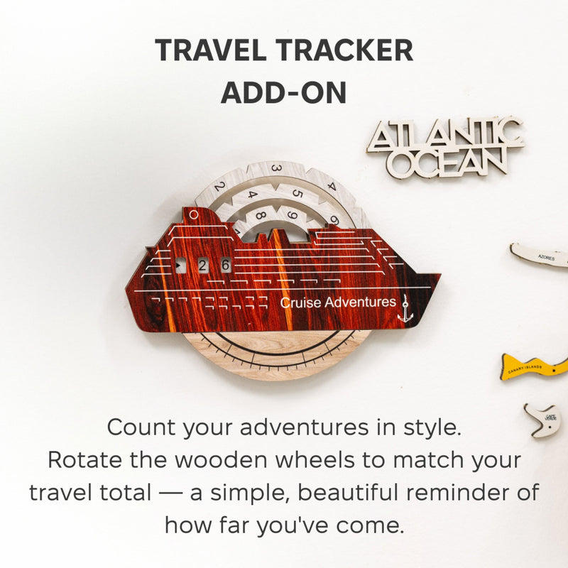 Travel Tracker Cruise Liner 3D Colored Wooden World Map - Urban