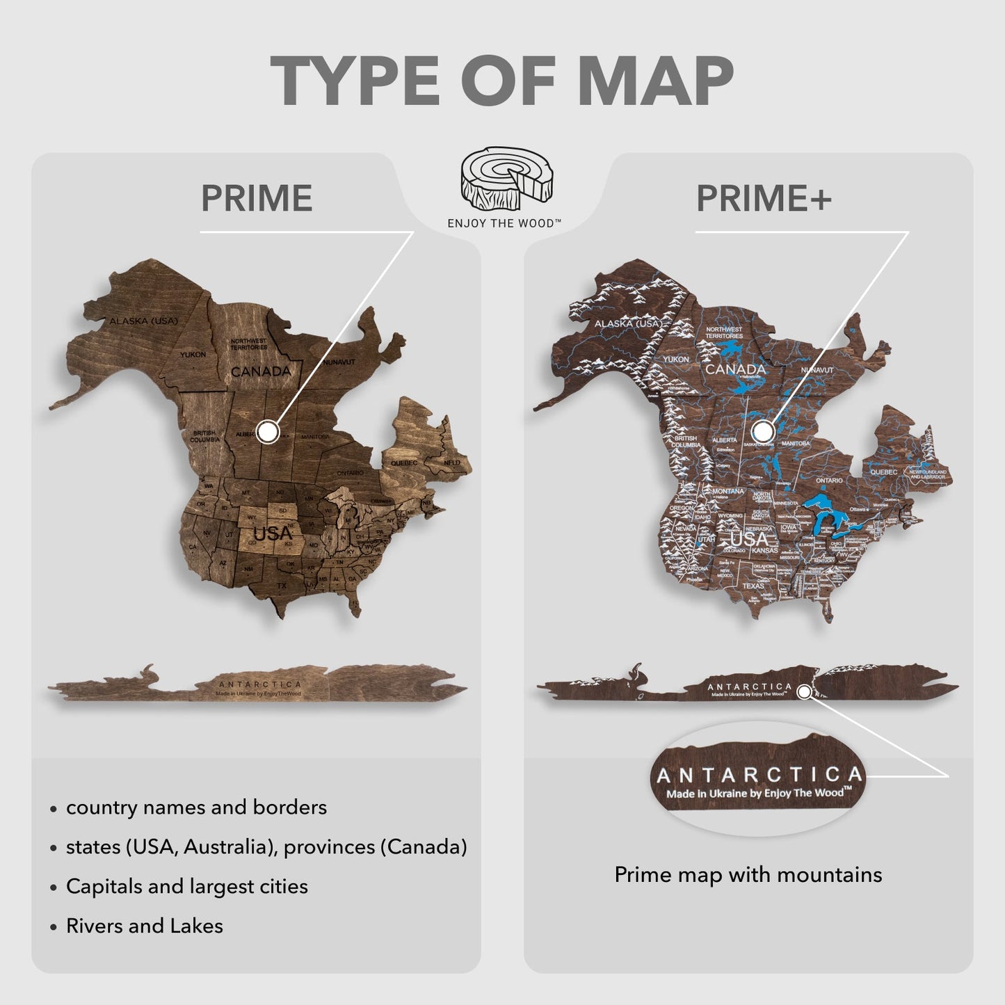 3D LED Wooden World Map 3.0 Dark Walnut