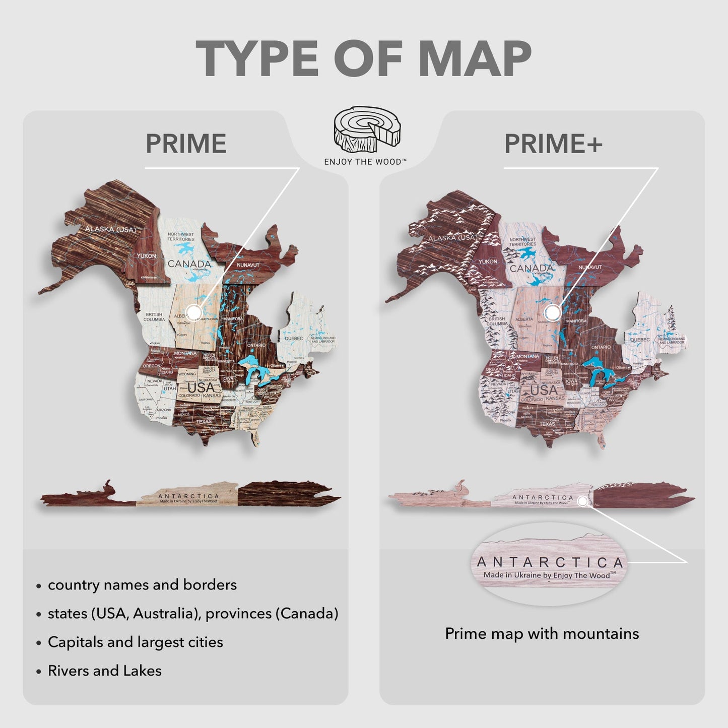 3D LED / LUMINOUS Wooden World Map 3.0 Cappuccino