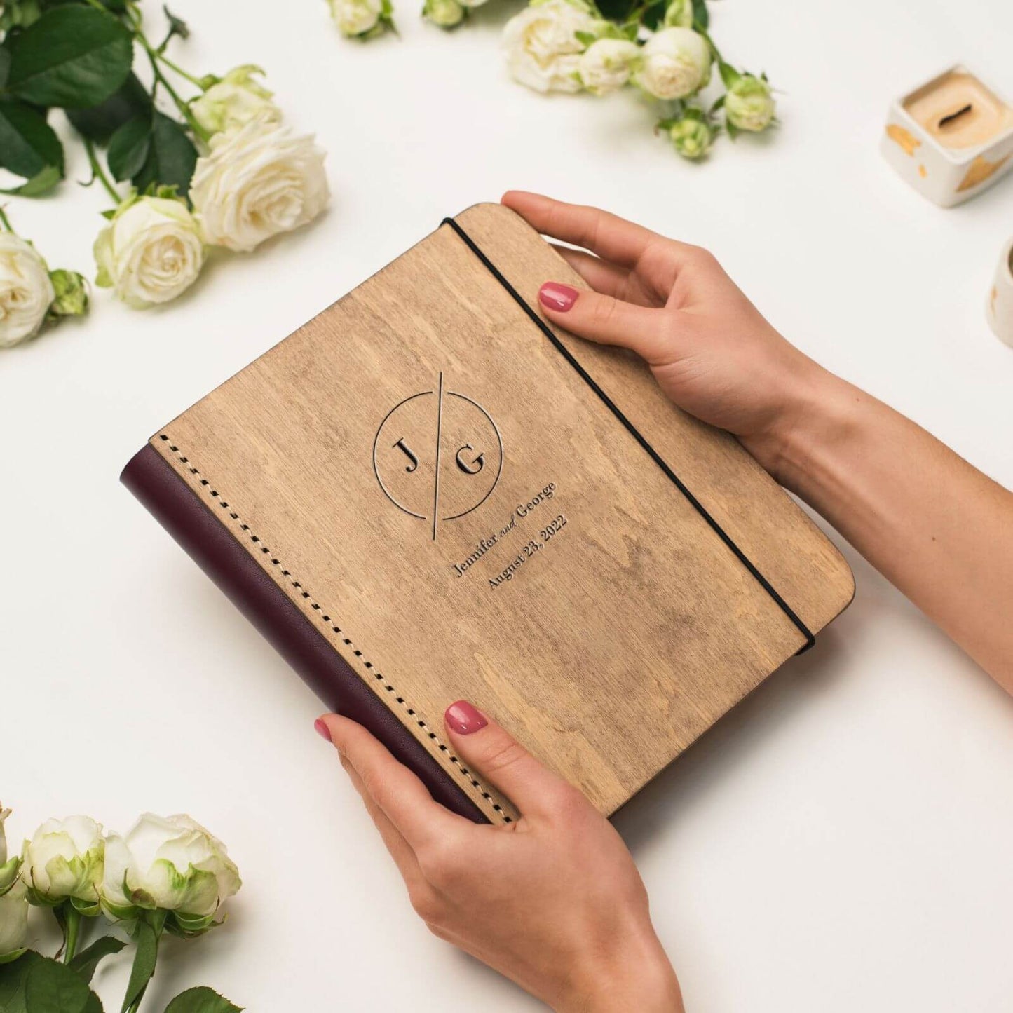 photo book with leather