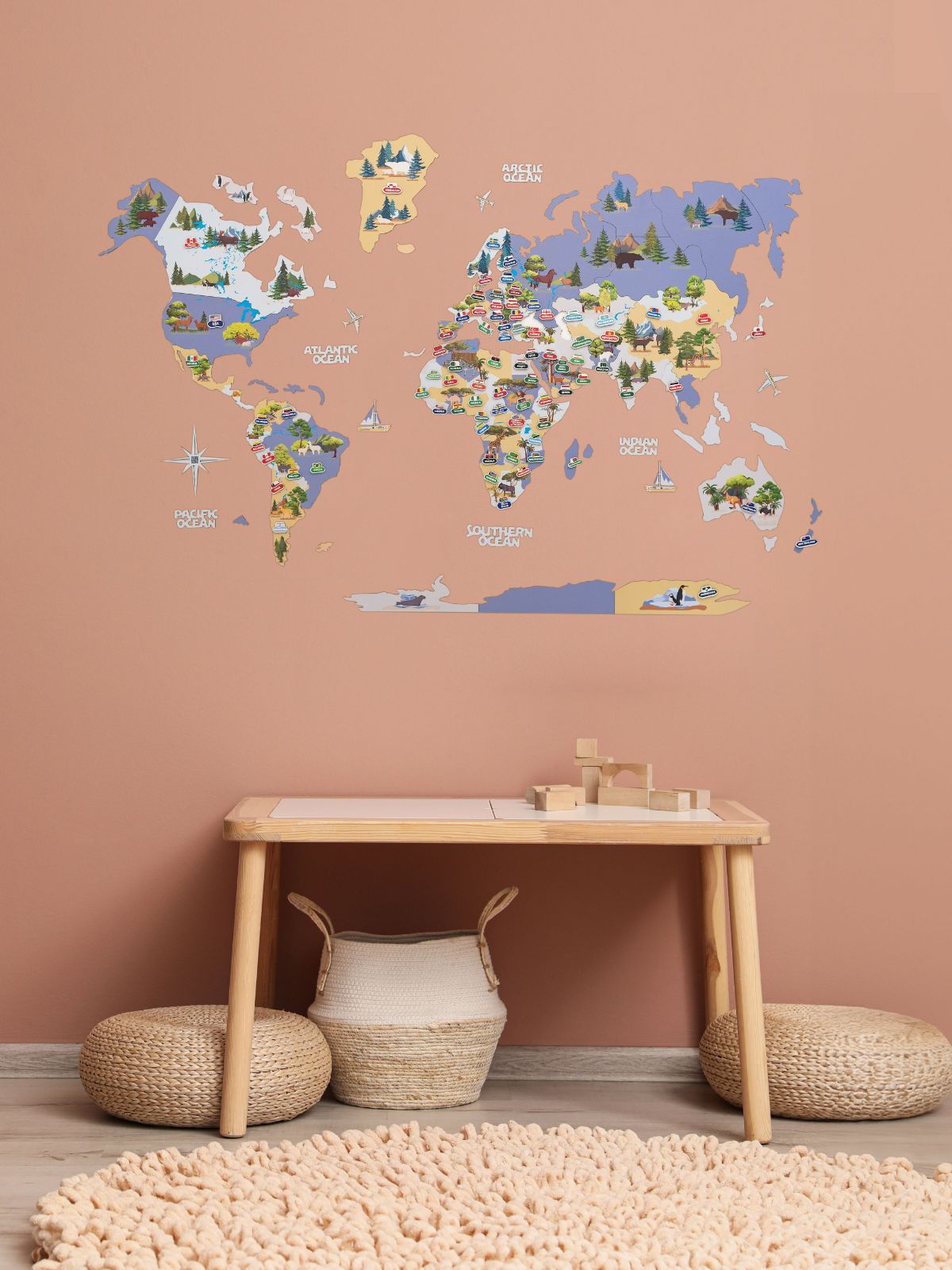 Kids World Map Indigo