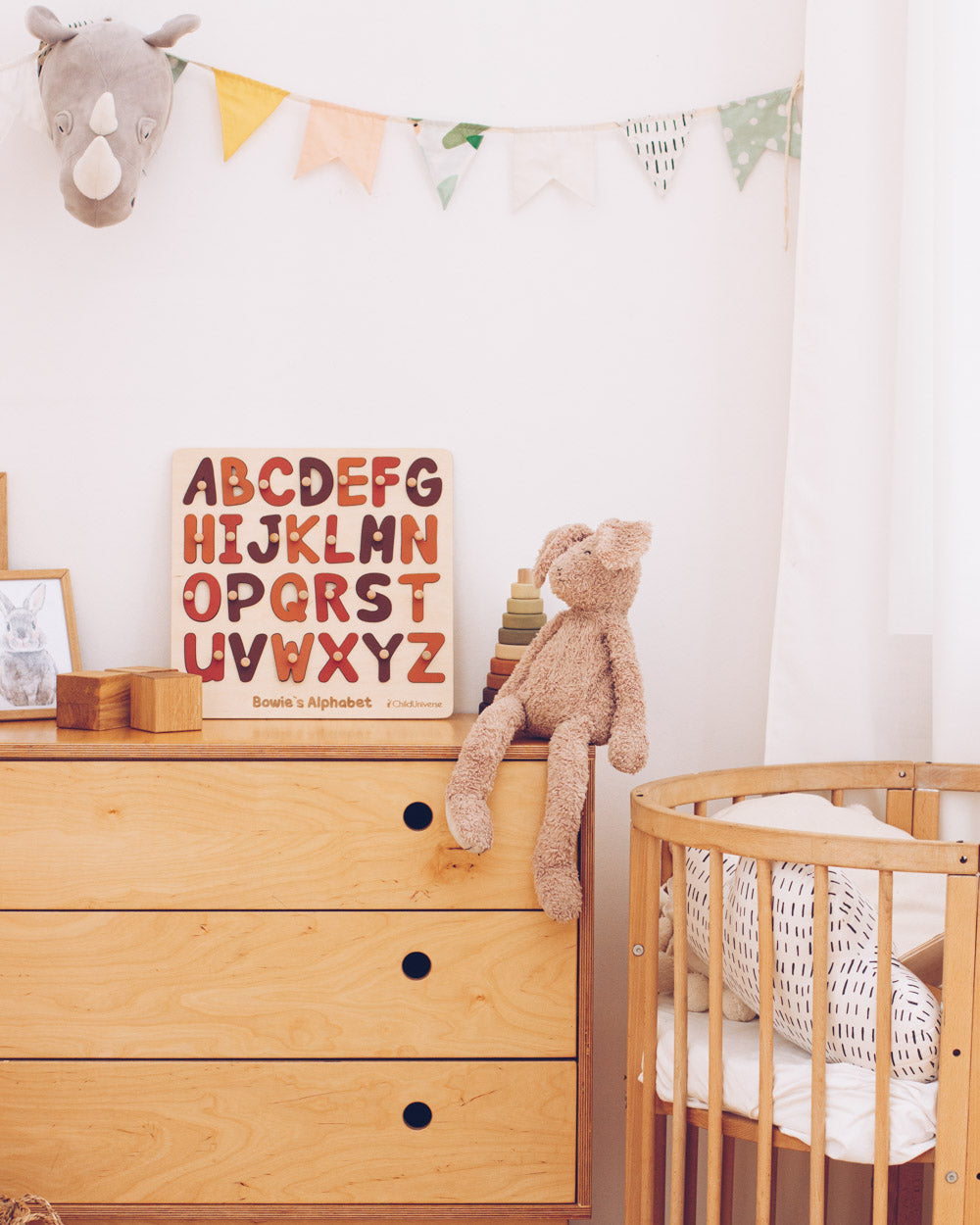 alphabet puzzle on wood