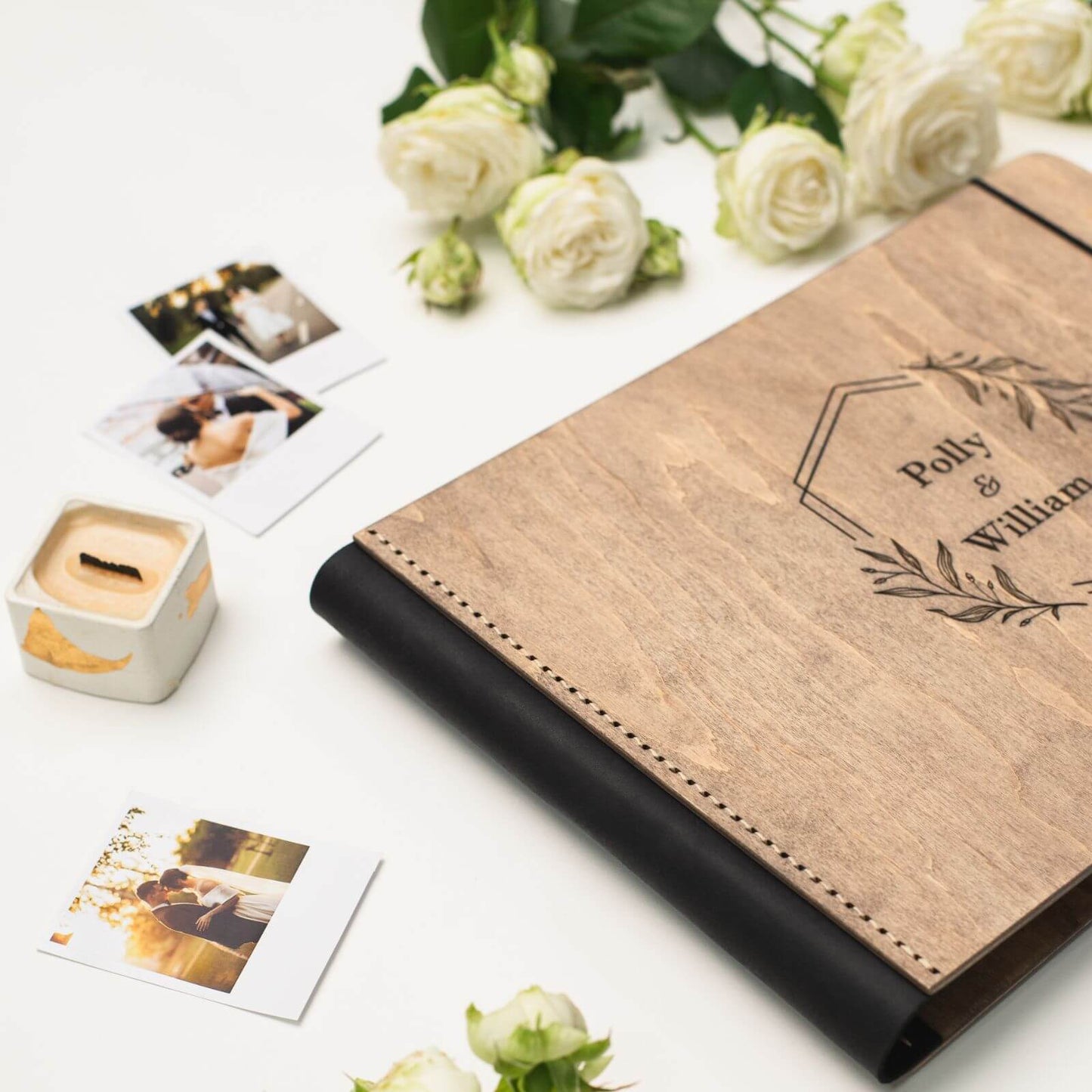 wedding book with leather