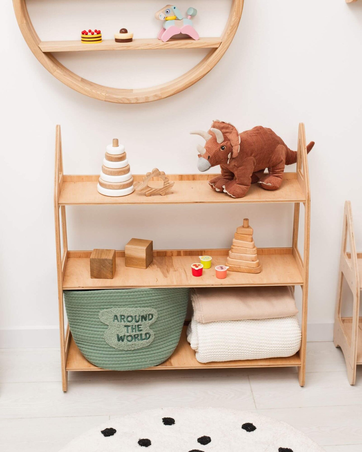 wooden toy shelf