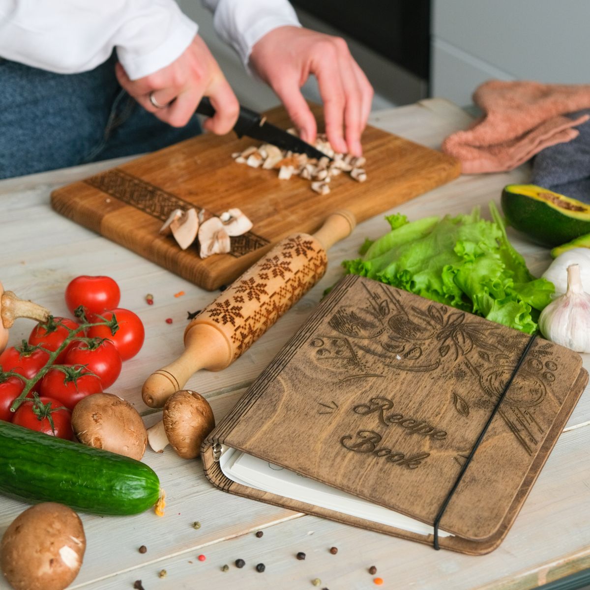cooking book on wood