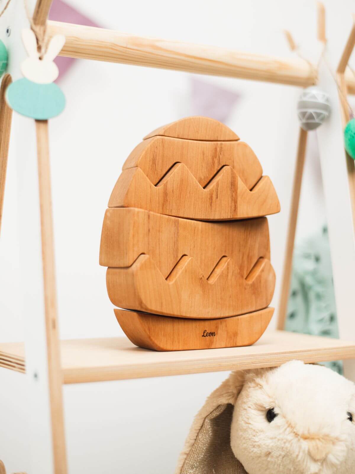 wooden puzzle egg