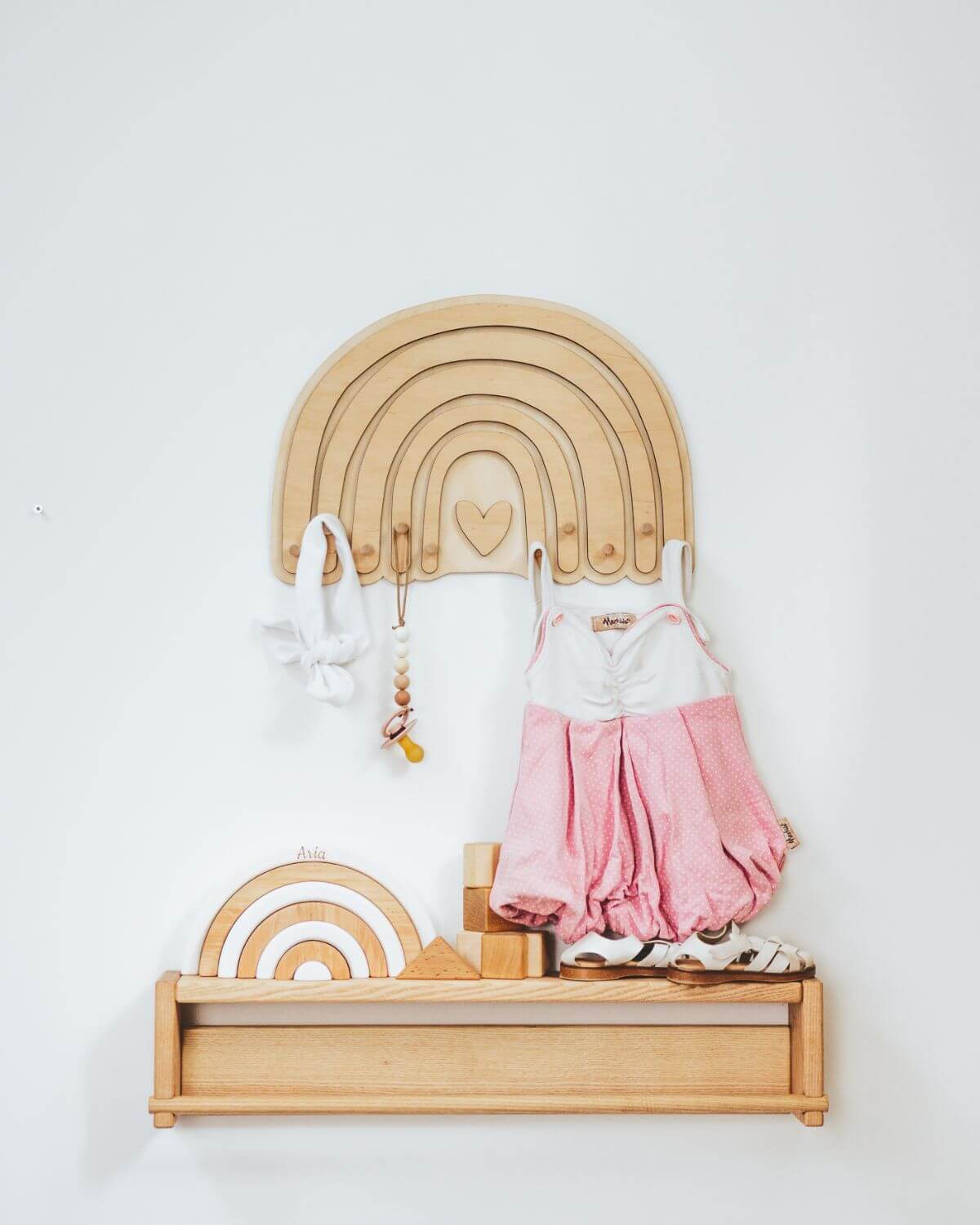 wooden hanger on wall