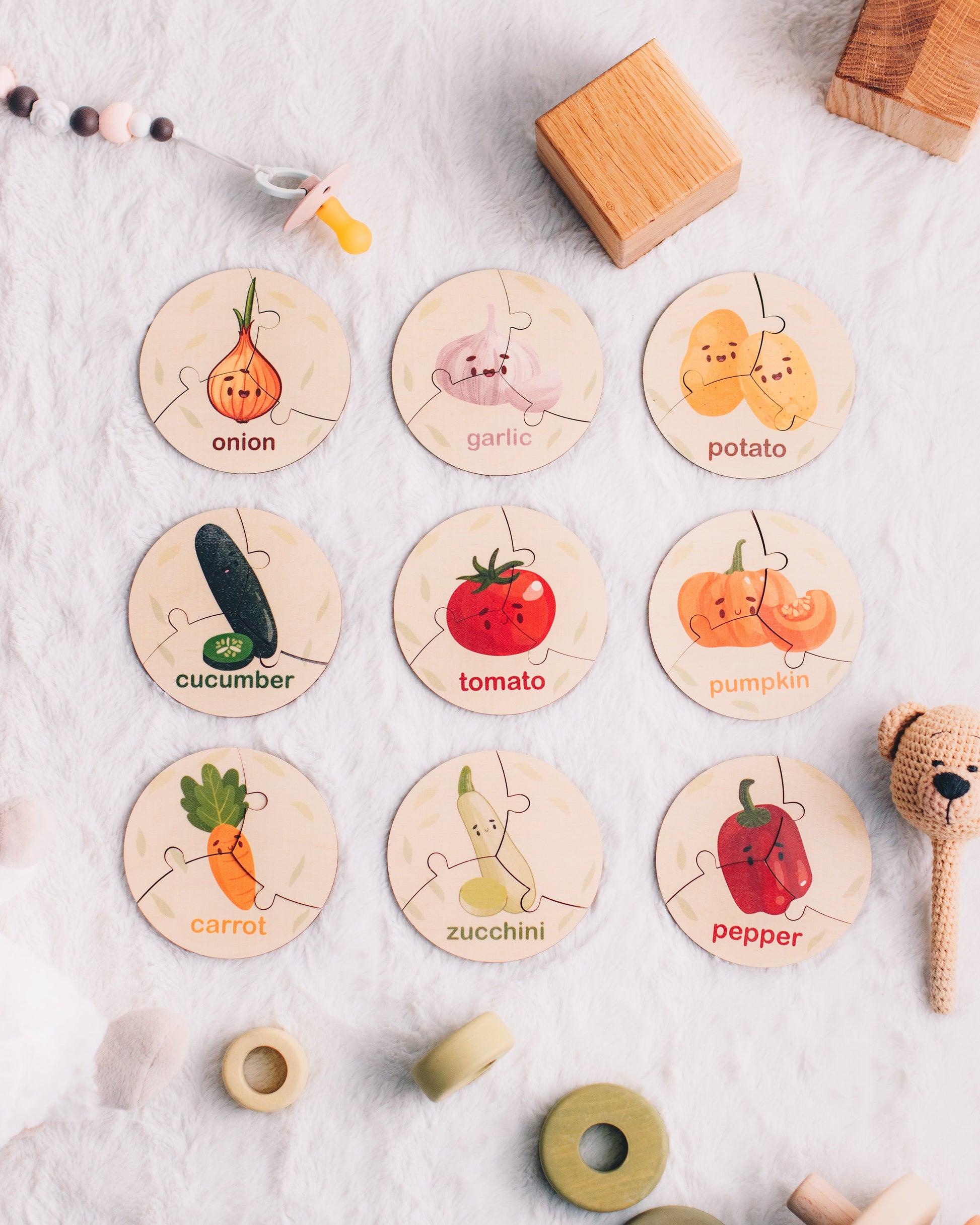 vegetables round jigsaw set