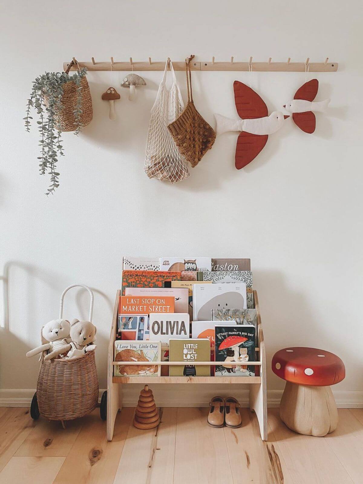 wooden bookshelf
