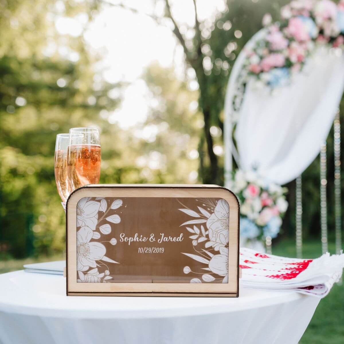 card box on wood