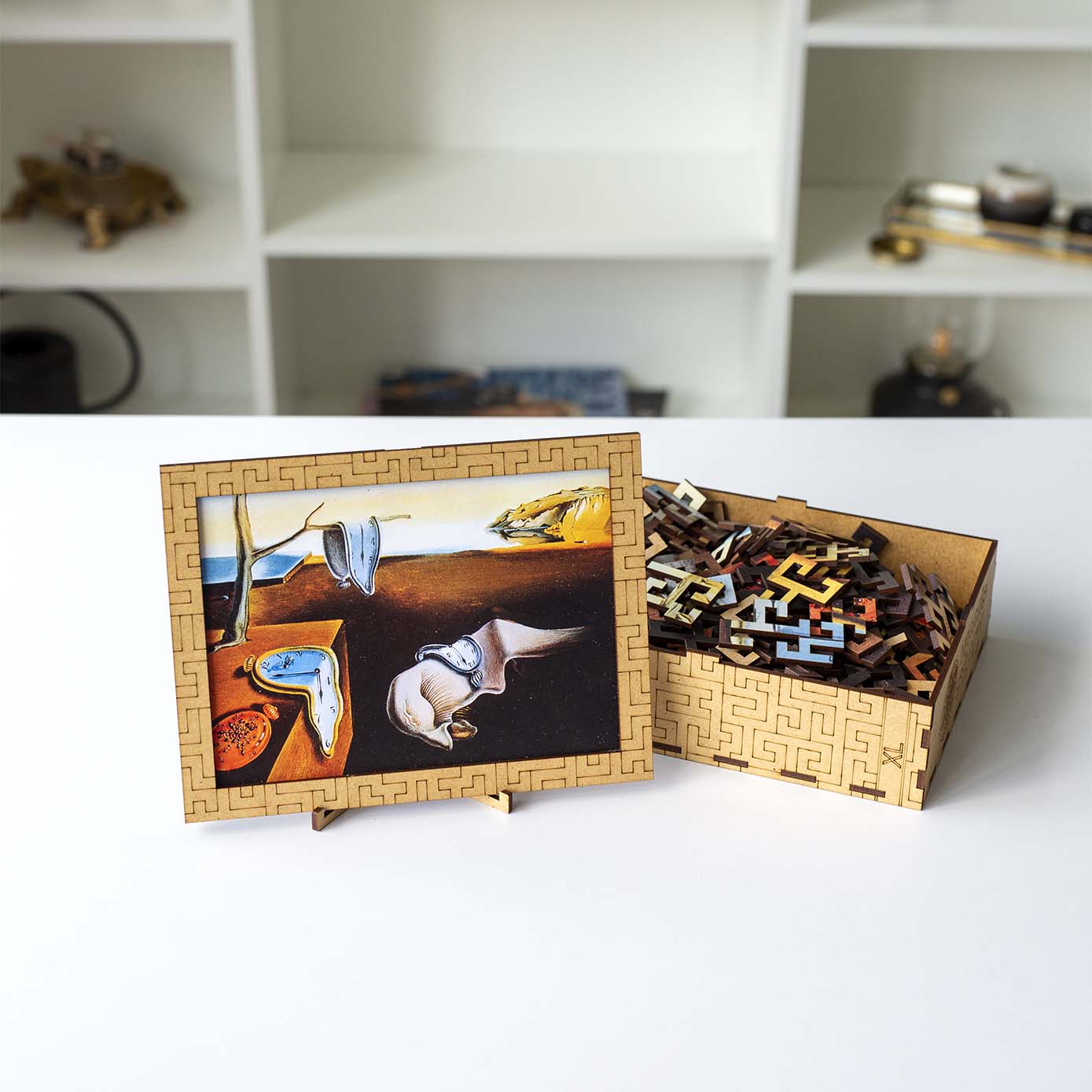 Wooden jigsaw maze puzzle The Persistence of Memory (Salvador Dali)