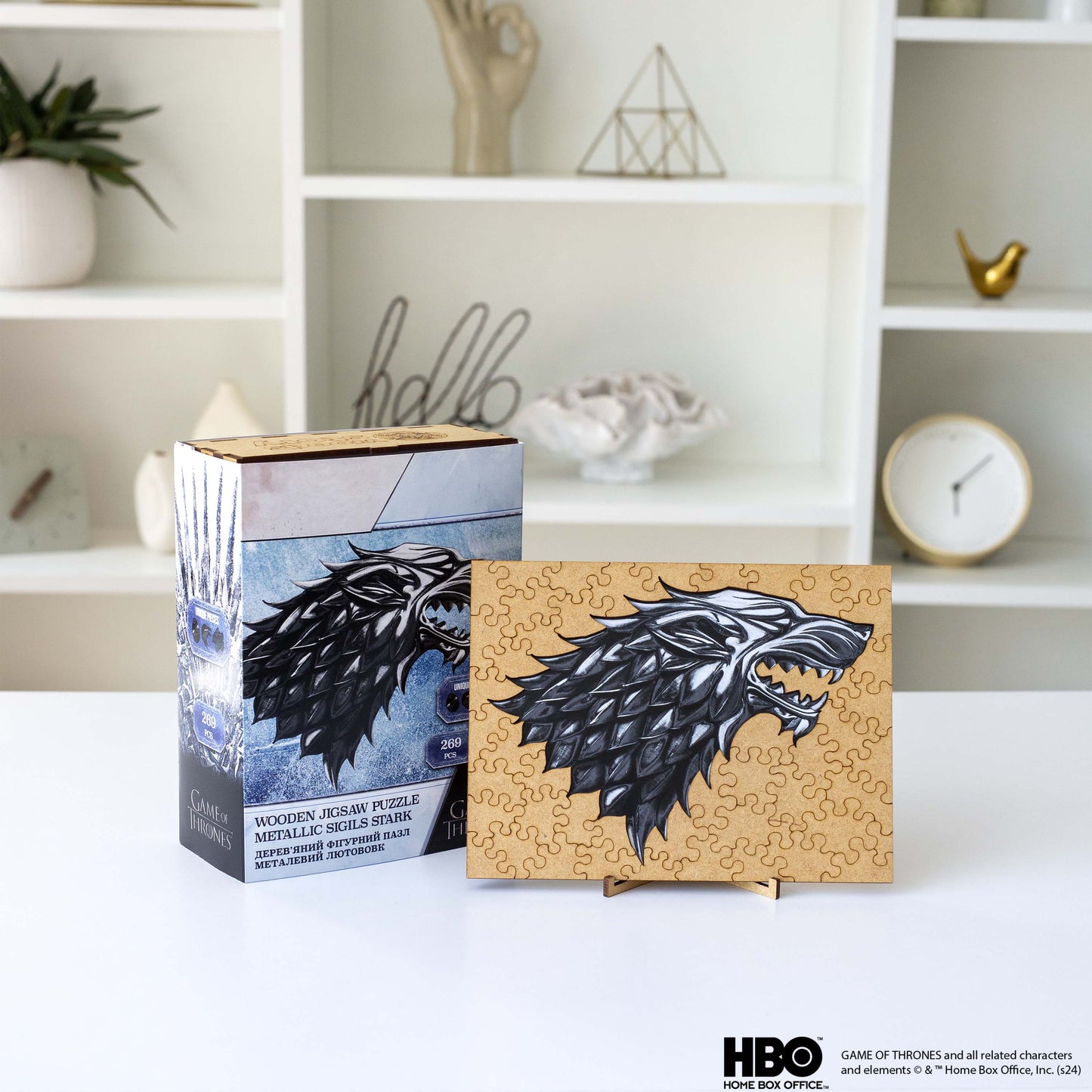 Wooden jigsaw puzzle Game of Thrones™ Metallic Sigils Stark