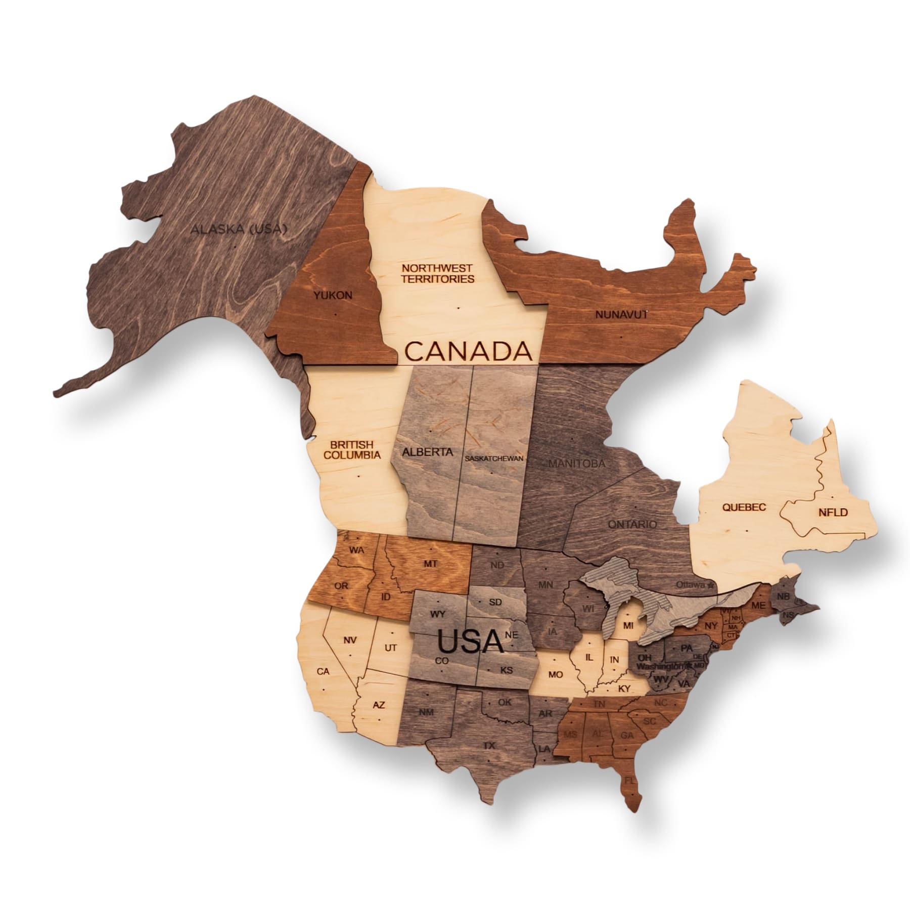 3D Wooden World Map Multicolor