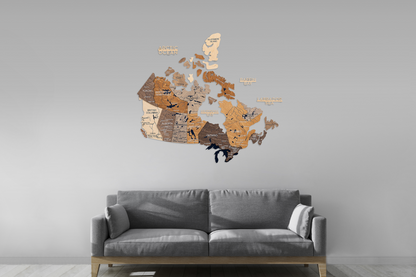 3D Canada Wooden Map Multicolor