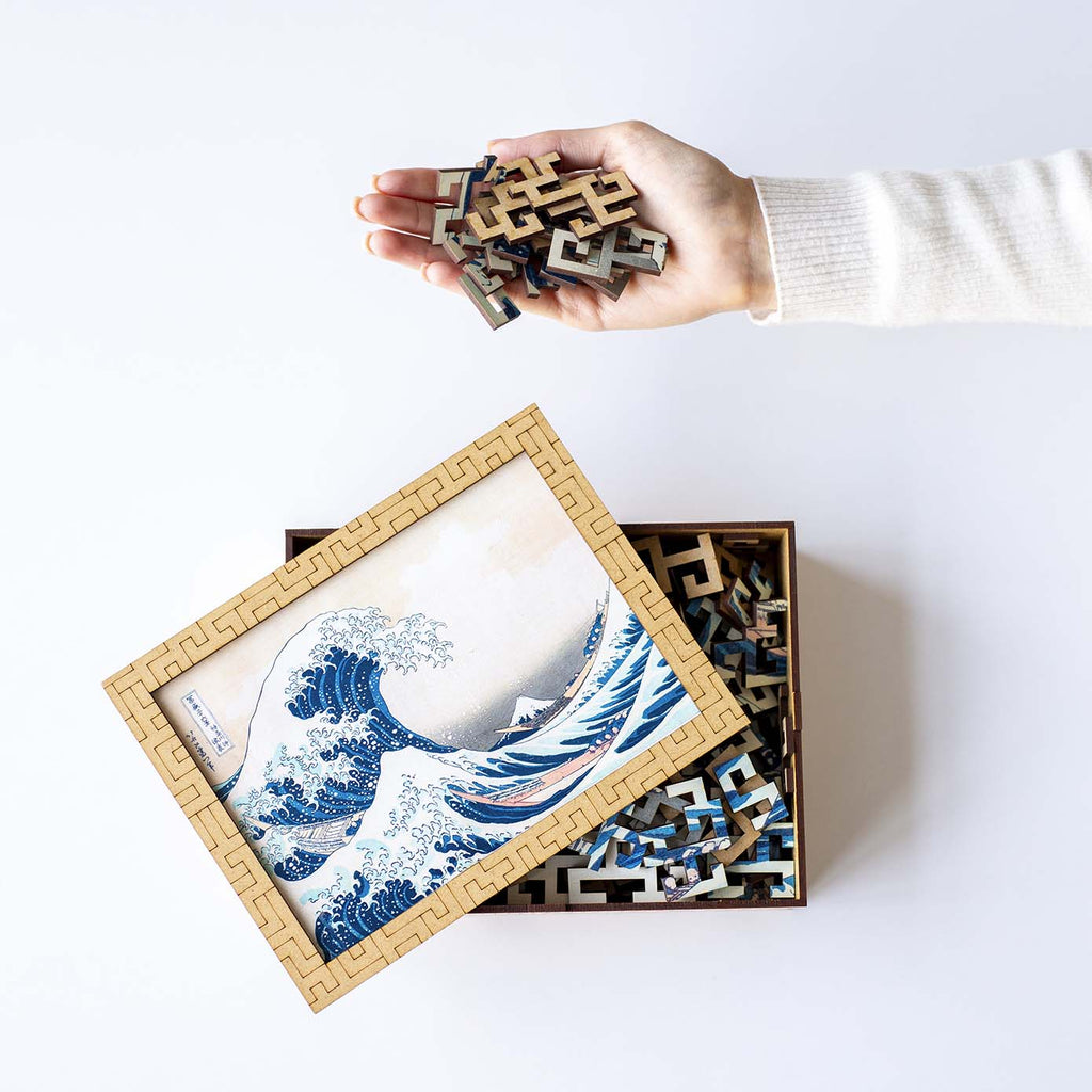 Wooden jigsaw maze puzzle The Great Wave Off Kanagawa (Hokusai)
