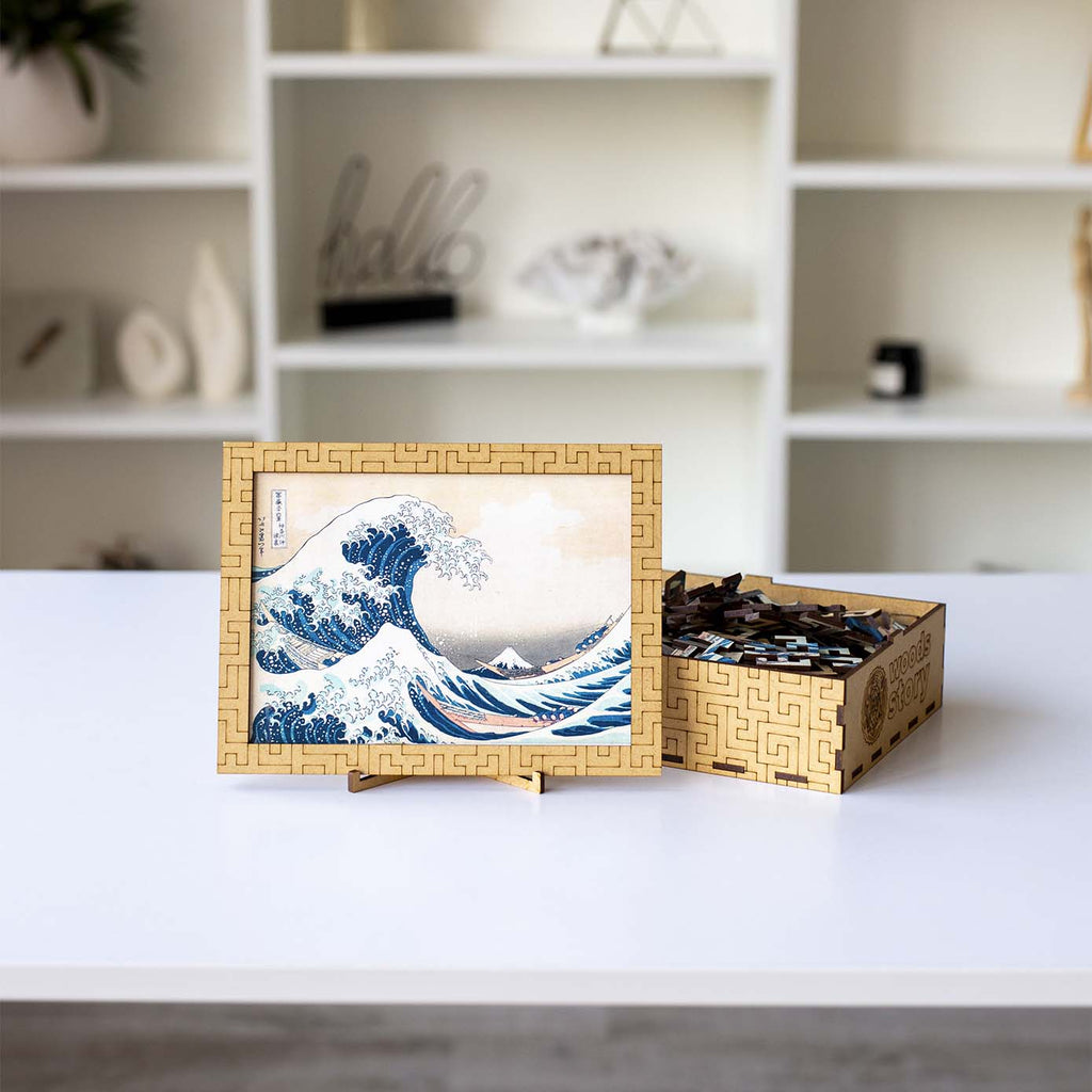 Wooden jigsaw maze puzzle The Great Wave Off Kanagawa (Hokusai)