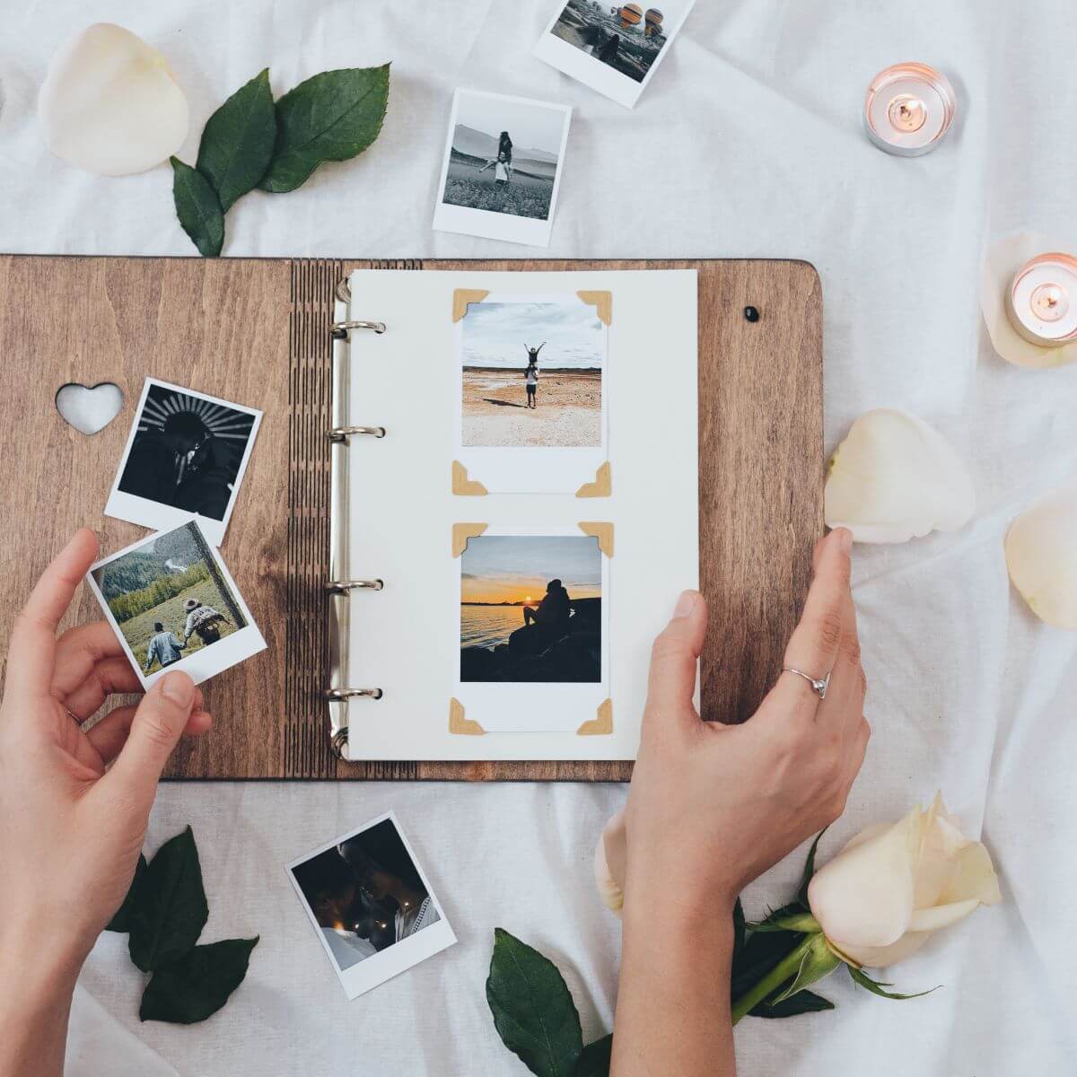 memory album on wood 