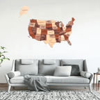 3D Wooden USA Map Multicolor