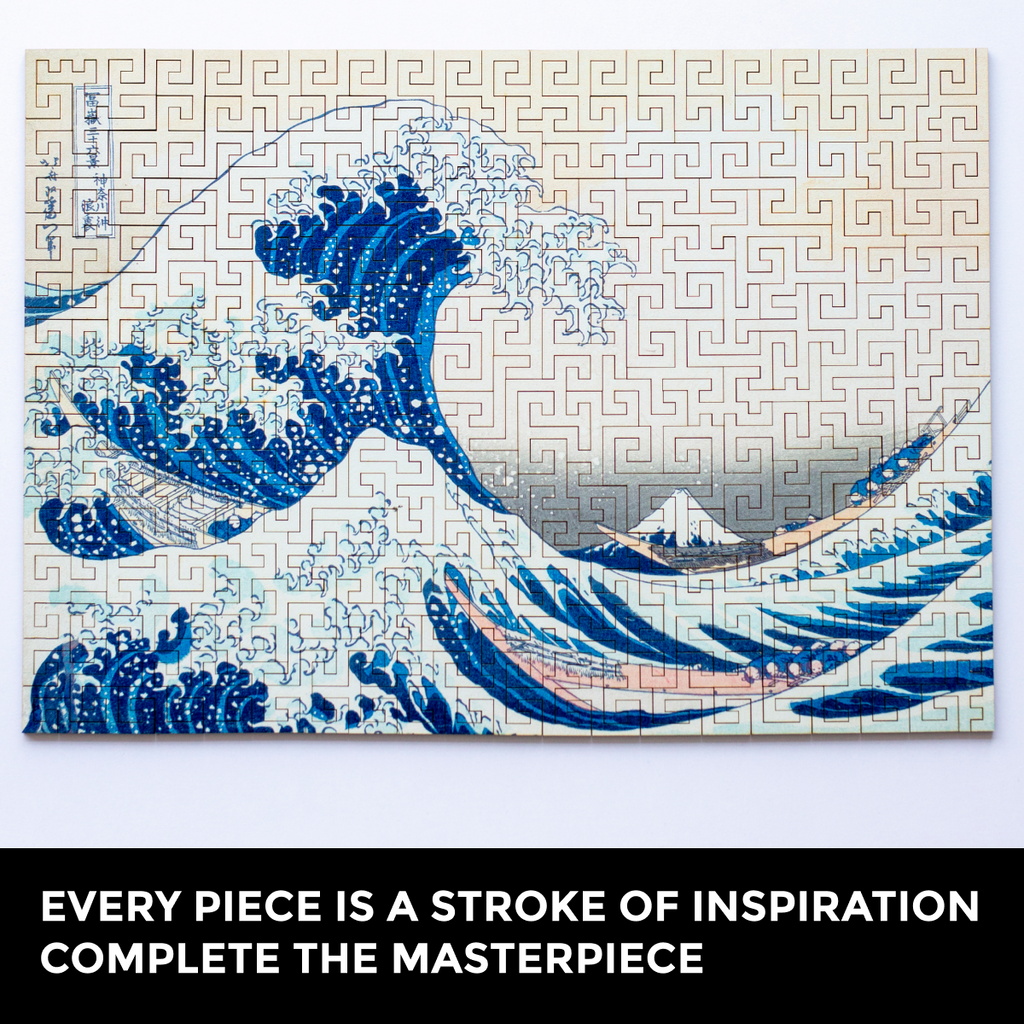 Wooden jigsaw maze puzzle The Great Wave Off Kanagawa (Hokusai)