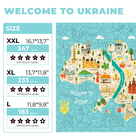 Wooden Jigsaw Puzzle welcome to Ukraine