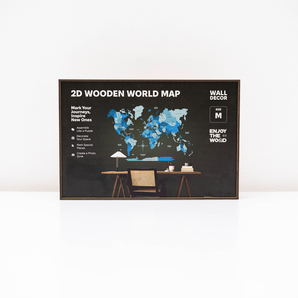2D Wooden World Map Azure