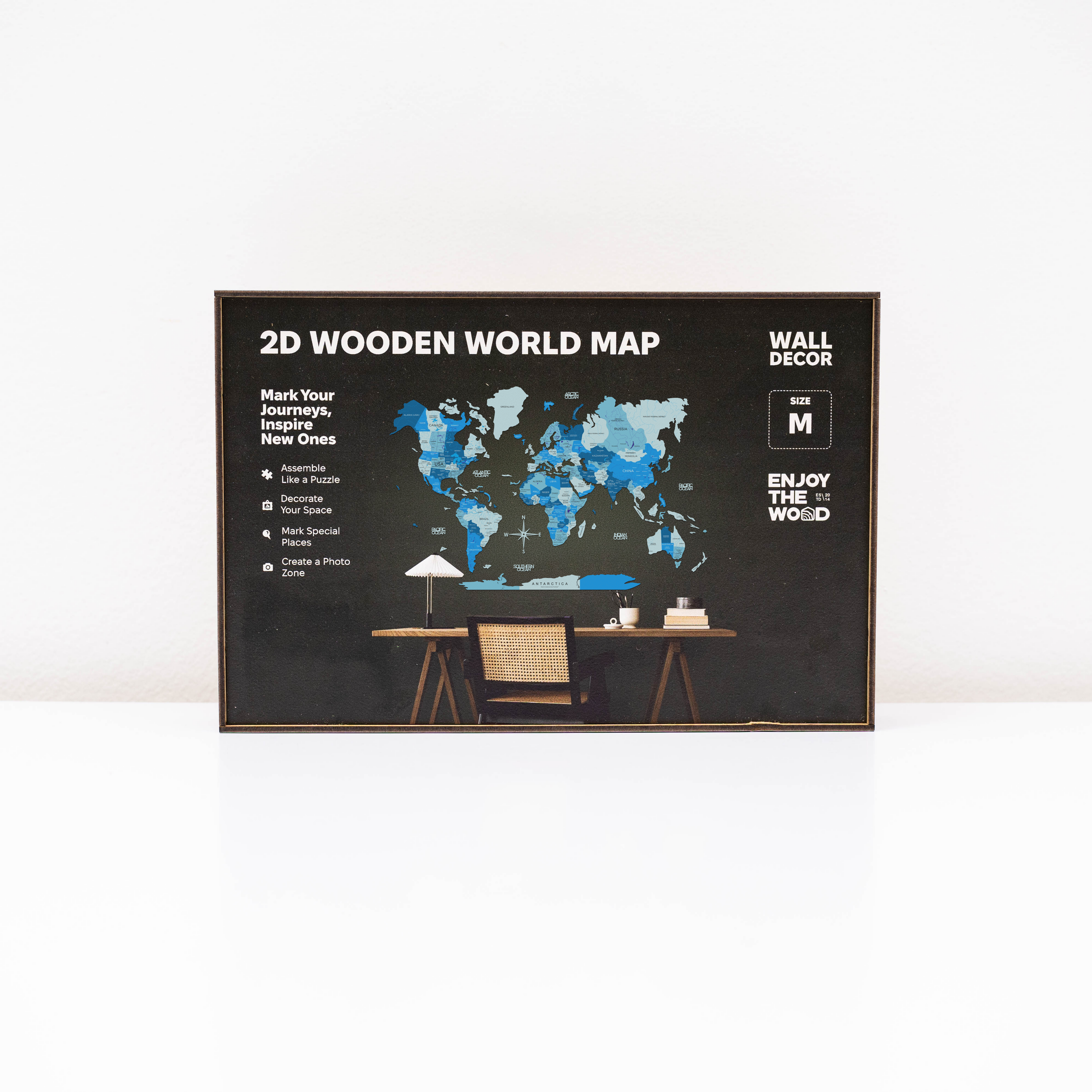 2D Wooden World Map Azure