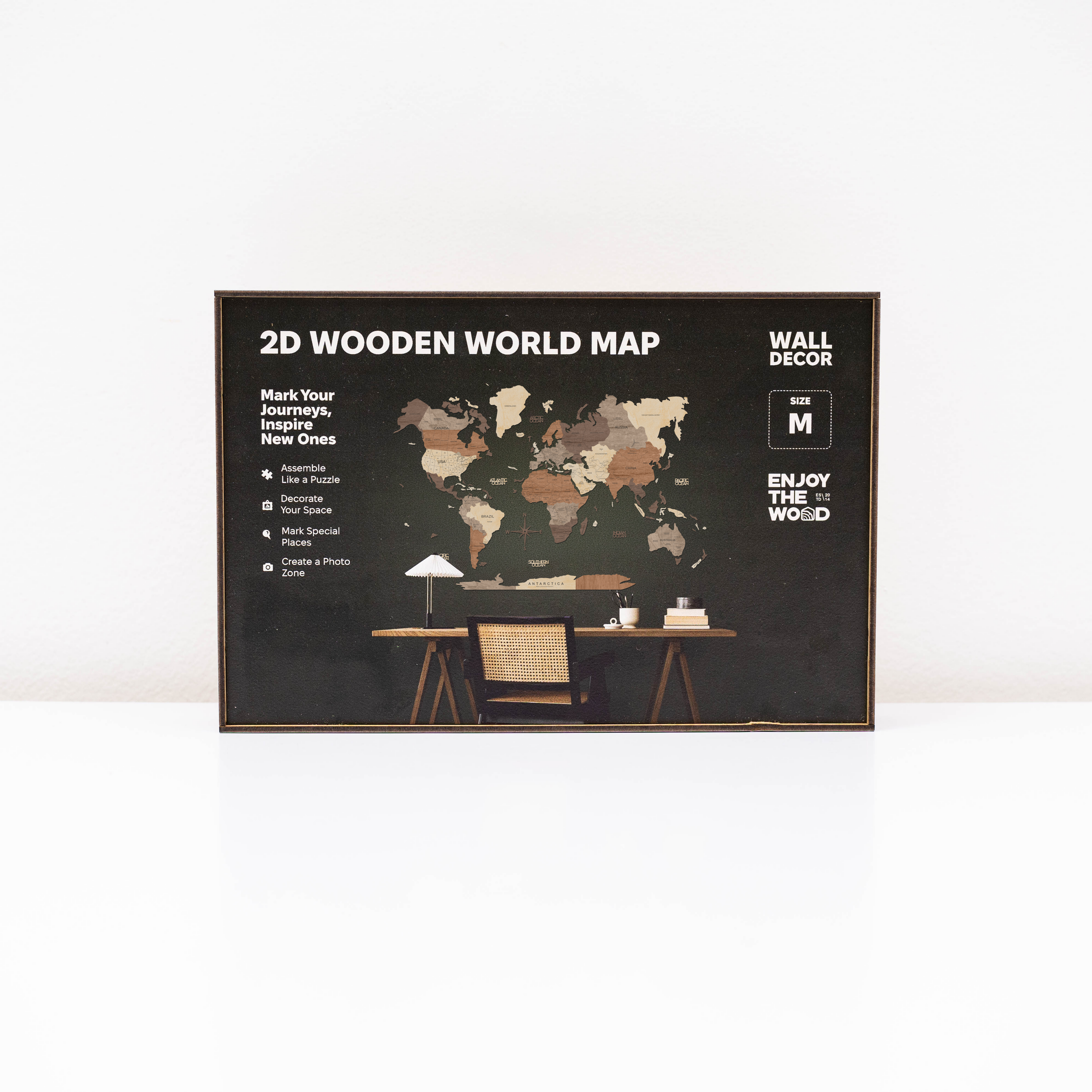 2D Wooden World Map Multicolor