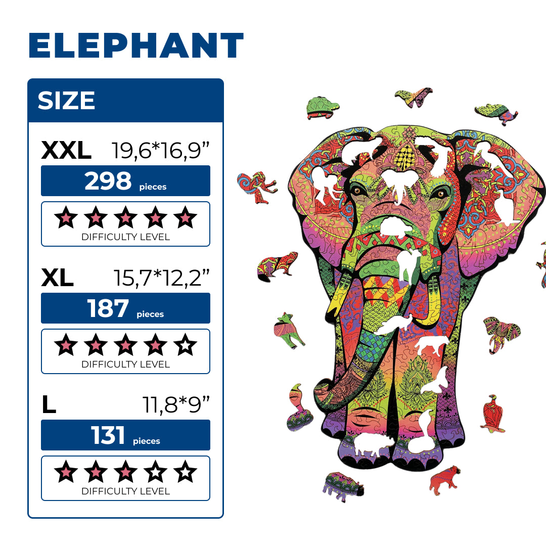 Дерев'яний пазл Слон