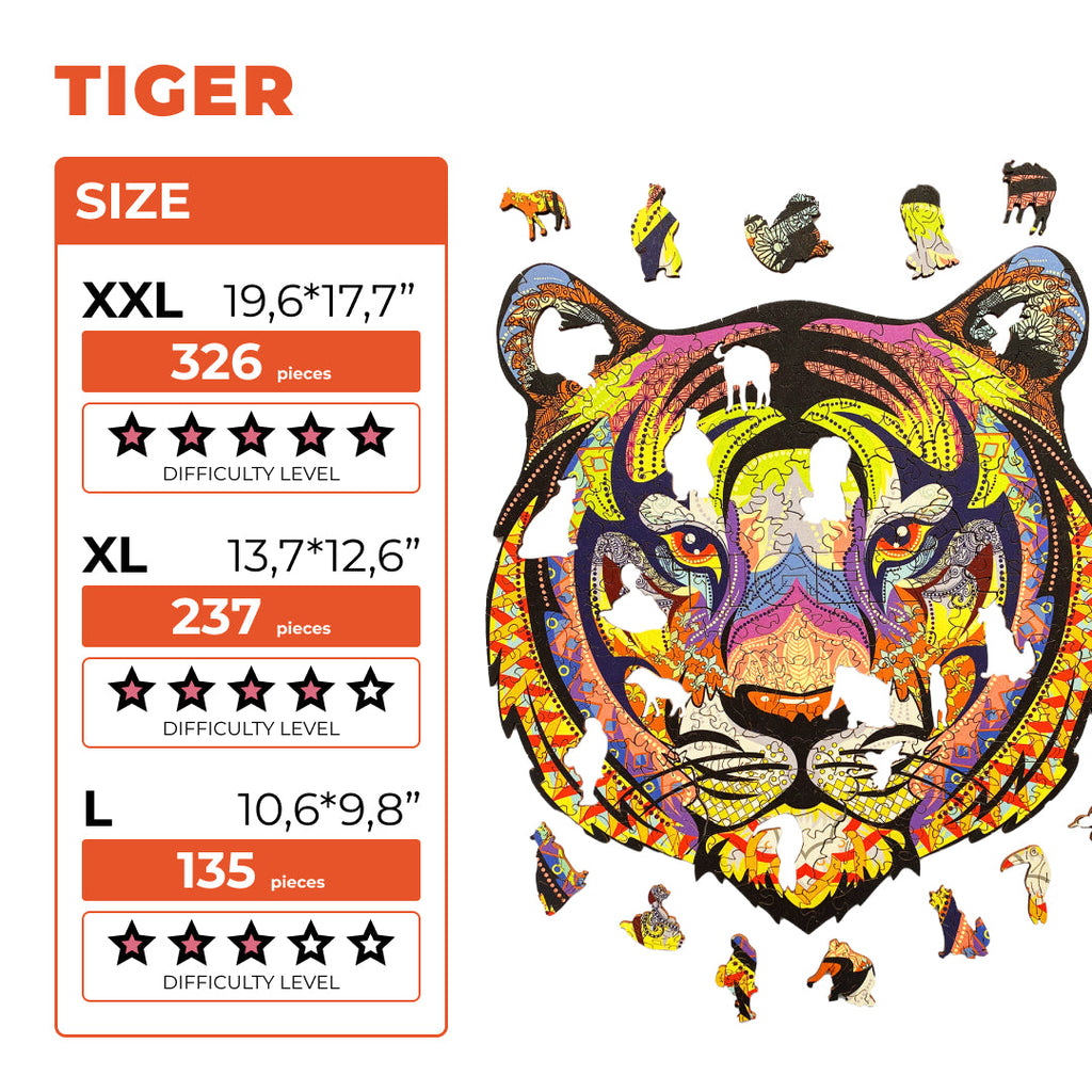 Дерев'яний пазл Тигр
