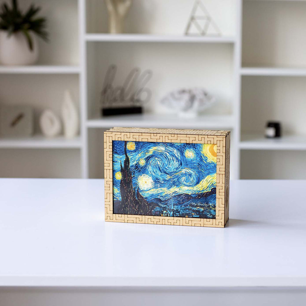 Wooden jigsaw maze puzzle The Starry Night (Vincent van Gogh)