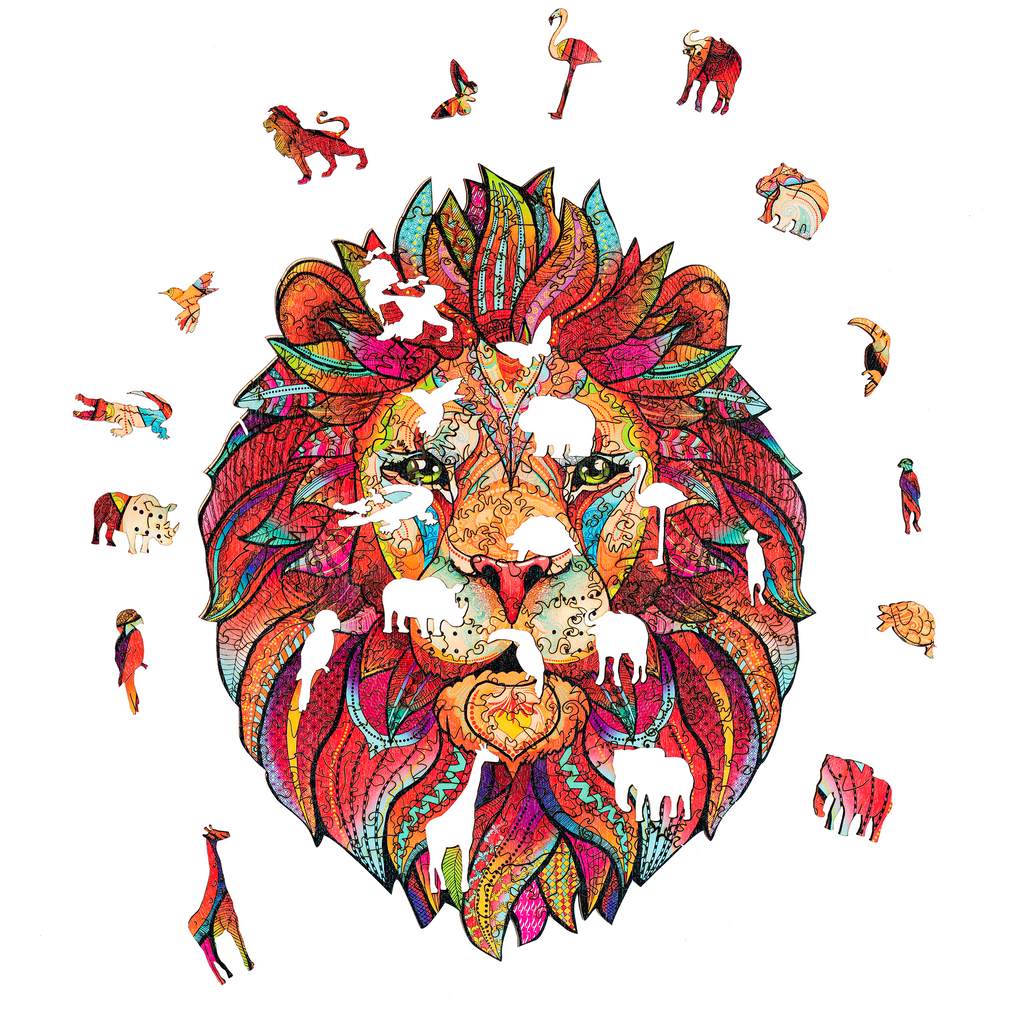 Дерев'яний пазл Лев