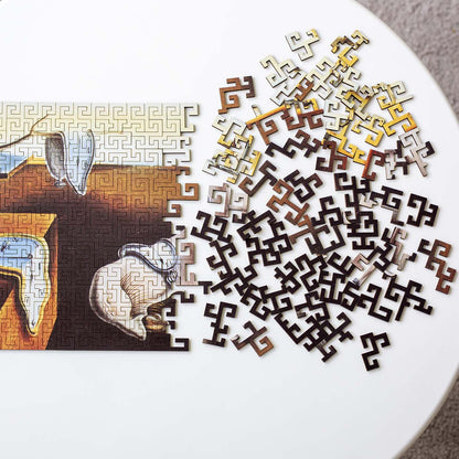 Wooden jigsaw maze puzzle The Persistence of Memory (Salvador Dali)