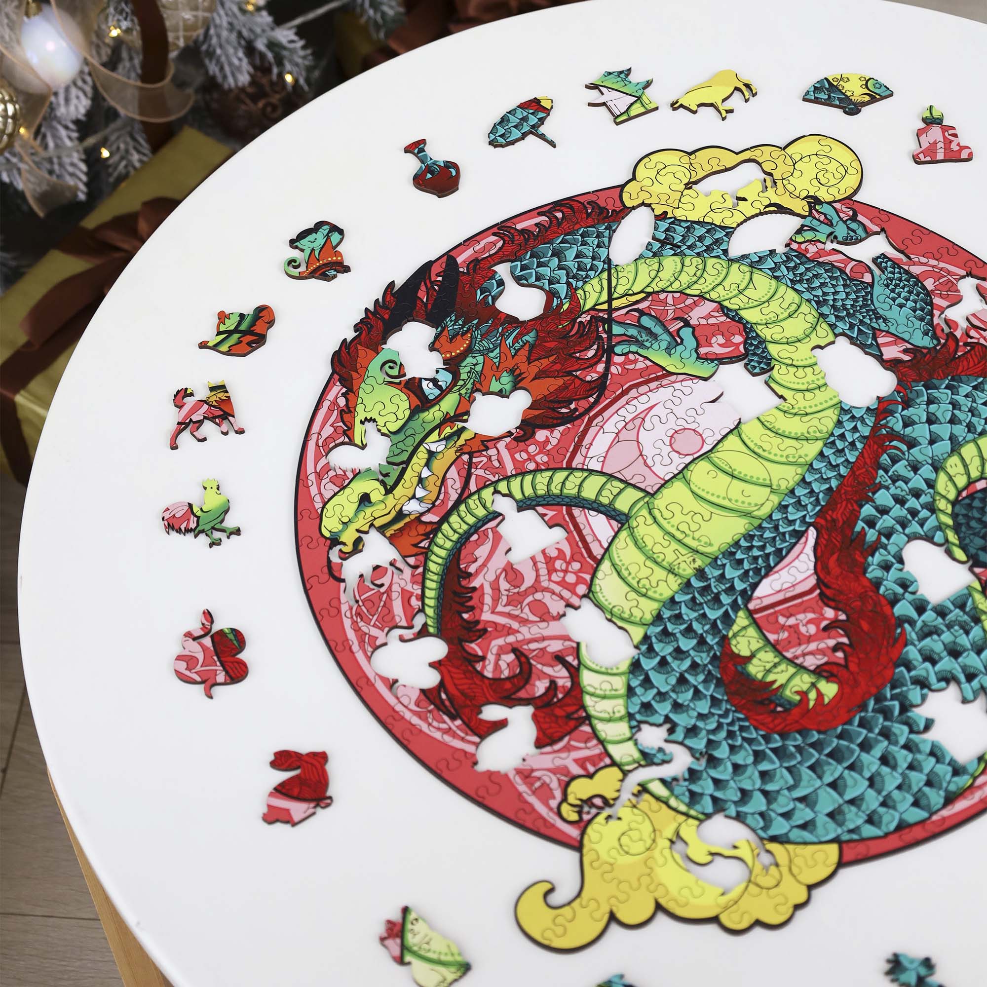 Дерев'яний пазл Дракон