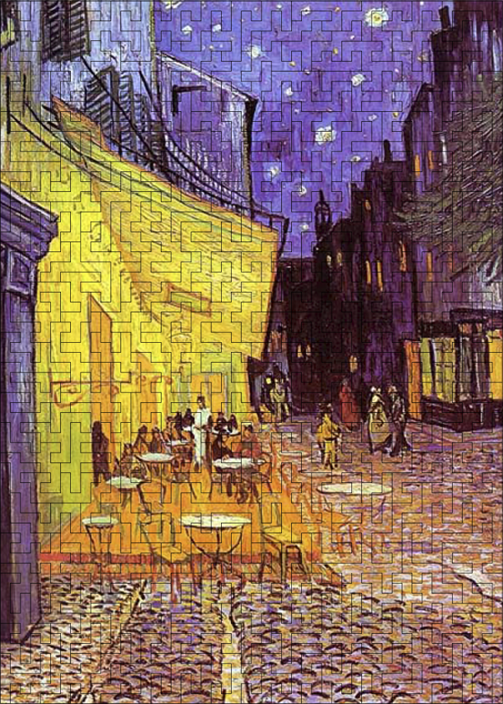 Wooden jigsaw maze puzzle Night Café Terrace (Vincent van Gogh)