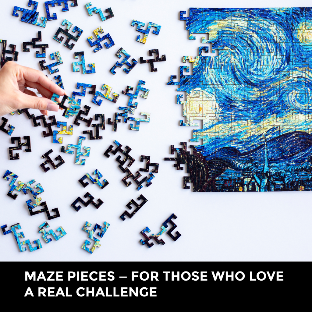 Wooden jigsaw maze puzzle The Starry Night (Vincent van Gogh)