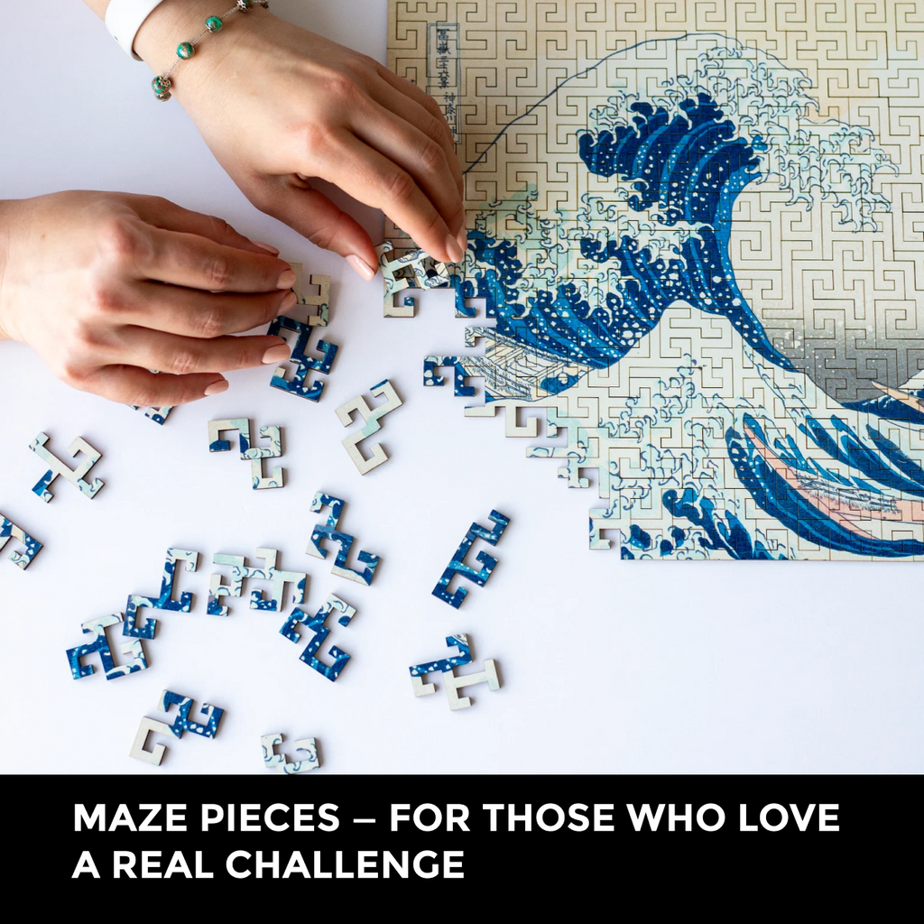 Wooden jigsaw maze puzzle The Great Wave Off Kanagawa (Hokusai)